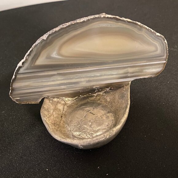 Handmade Geode Slice Tea-lite Candle Shade in Grey - Picture 3 of 6